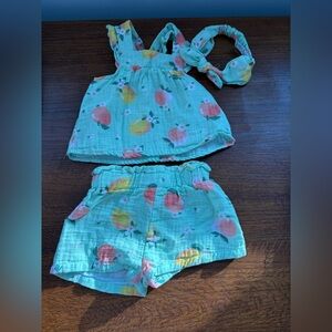 George Kids Fruit Print Hair Accessory Set - Green and Pink